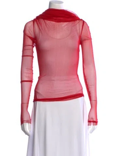 Pre-owned Christopher Esber Cowl Neck Long Sleeve Top In Pink