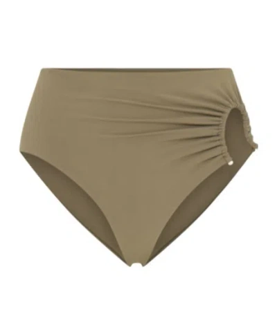 Christopher Esber Crescent Ruched Bikini Bottoms In Nude