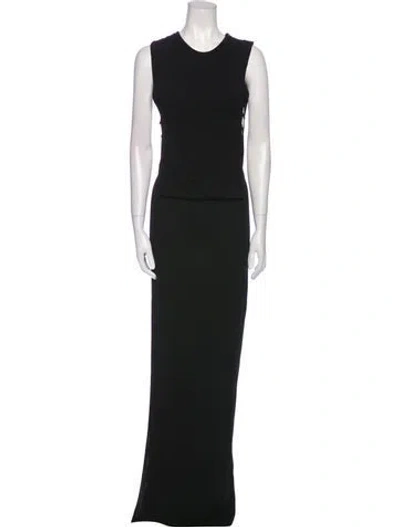 Pre-owned Christopher Esber Crew Neck Long Dress In Black
