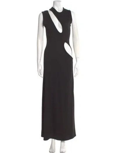 Pre-owned Christopher Esber Crew Neck Long Dress In Black