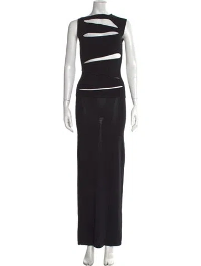 Pre-owned Christopher Esber Crew Neck Long Dress In Black