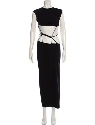 Pre-owned Christopher Esber Crew Neck Long Dress In Black
