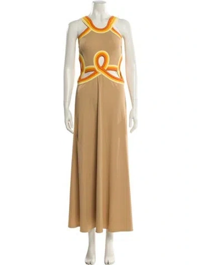 Pre-owned Christopher Esber Crew Neck Long Dress In Brown