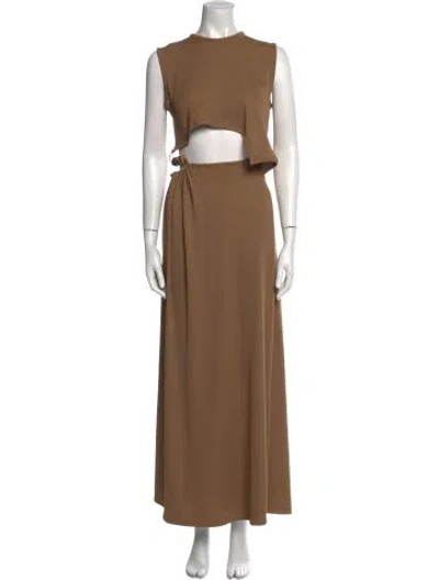 Pre-owned Christopher Esber Crew Neck Long Dress In Brown