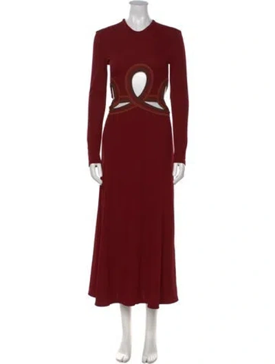 Pre-owned Christopher Esber Crew Neck Long Dress In Burgundy
