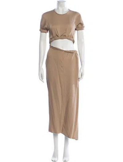 Pre-owned Christopher Esber Crew Neck Long Dress In Neutral