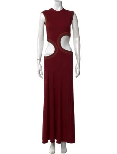 Pre-owned Christopher Esber Crew Neck Long Dress In Red