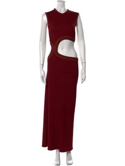 Pre-owned Christopher Esber Crew Neck Long Dress In Red