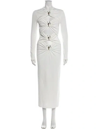 Pre-owned Christopher Esber Crew Neck Long Dress In White