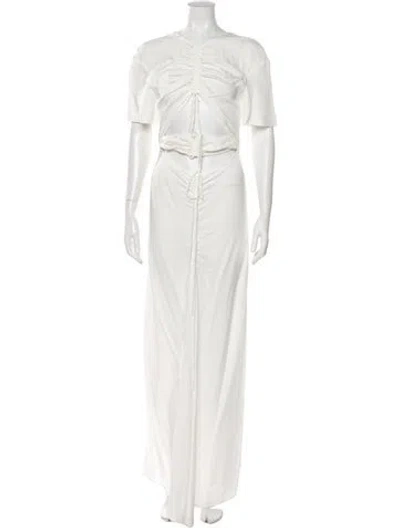 Pre-owned Christopher Esber Crew Neck Long Dress In White