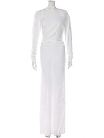 Pre-owned Christopher Esber Crew Neck Long Dress In White