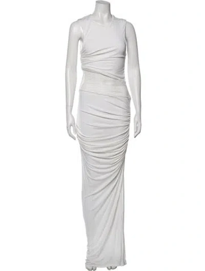 Pre-owned Christopher Esber Crew Neck Long Dress In White