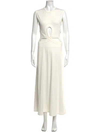 Pre-owned Christopher Esber Crew Neck Long Dress In White