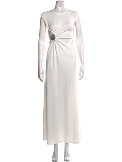 Pre-owned Christopher Esber Crew Neck Long Dress In White