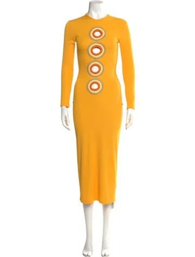 Pre-owned Christopher Esber Crew Neck Long Dress In Yellow