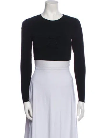 Pre-owned Christopher Esber Crew Neck Long Sleeve Crop Top In Black
