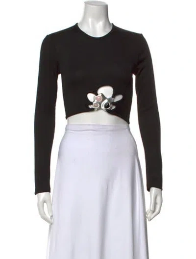 Pre-owned Christopher Esber Crew Neck Long Sleeve Crop Top W/ Tags In Black