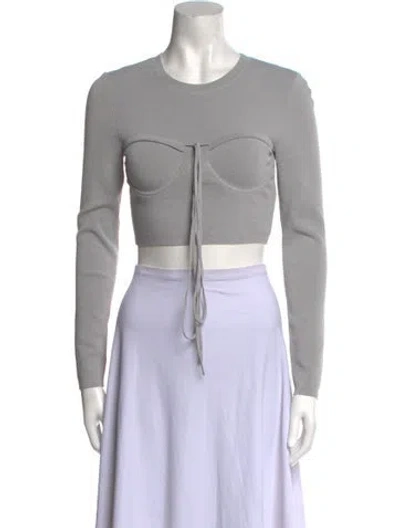 Pre-owned Christopher Esber Crew Neck Long Sleeve Crop Top In White