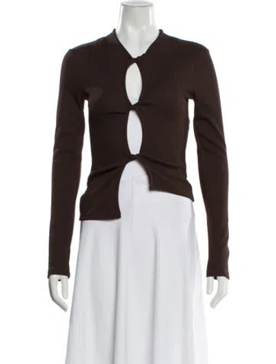 Pre-owned Christopher Esber Crew Neck Long Sleeve Top In Brown