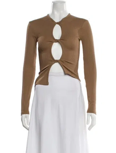 Pre-owned Christopher Esber Crew Neck Long Sleeve Top In Neutral