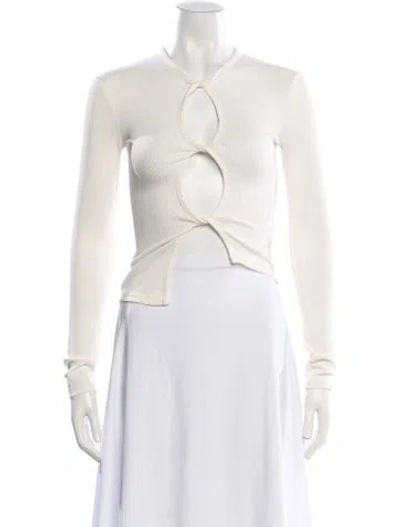 Pre-owned Christopher Esber Crew Neck Long Sleeve Top In White