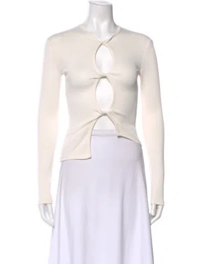 Pre-owned Christopher Esber Crew Neck Long Sleeve Top In White