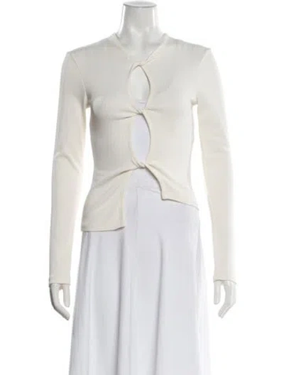 Pre-owned Christopher Esber Crew Neck Long Sleeve Top In White