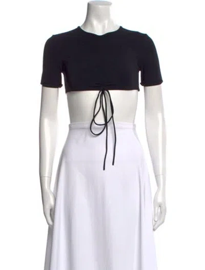 Pre-owned Christopher Esber Crew Neck Short Sleeve Crop Top In Black