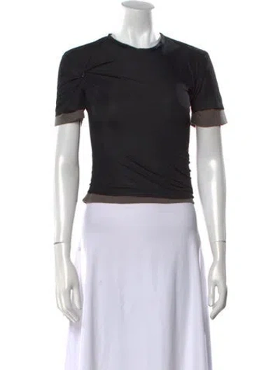 Pre-owned Christopher Esber Crew Neck Short Sleeve Crop Top In Black