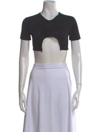 Pre-owned Christopher Esber Crew Neck Short Sleeve Crop Top In Black