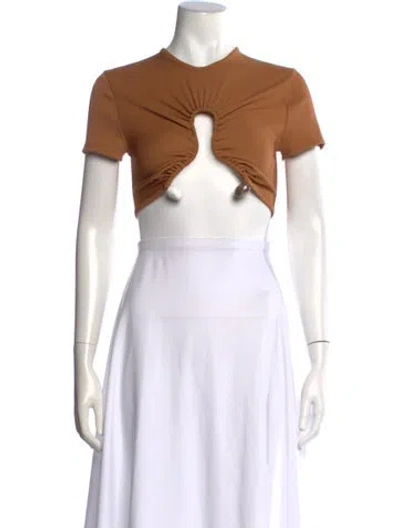 Pre-owned Christopher Esber Crew Neck Short Sleeve Crop Top In Brown