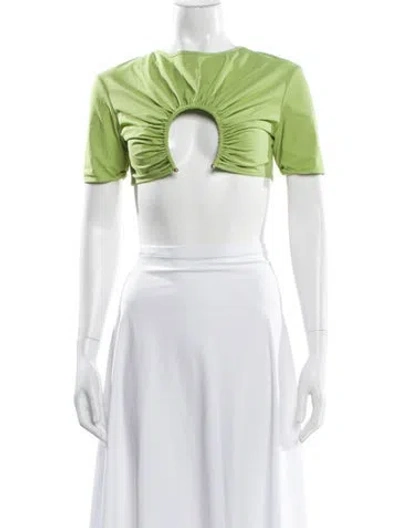 Pre-owned Christopher Esber Crew Neck Short Sleeve Crop Top In Green