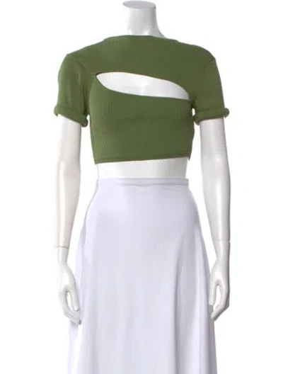 Pre-owned Christopher Esber Crew Neck Short Sleeve Crop Top In Green