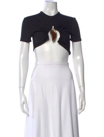 Pre-owned Christopher Esber Crew Neck Short Sleeve Crop Top W/ Tags In Black