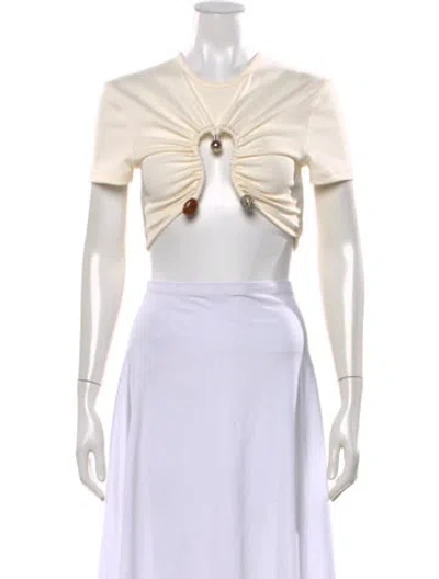 Pre-owned Christopher Esber Crew Neck Short Sleeve Crop Top W/ Tags In Neutrals