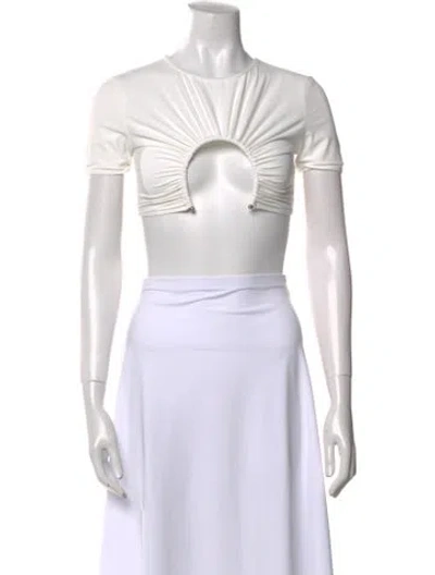 Pre-owned Christopher Esber Crew Neck Short Sleeve Crop Top In White