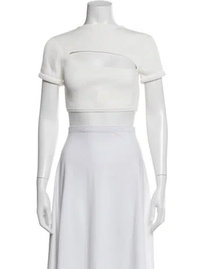 Pre-owned Christopher Esber Crew Neck Short Sleeve Crop Top In White