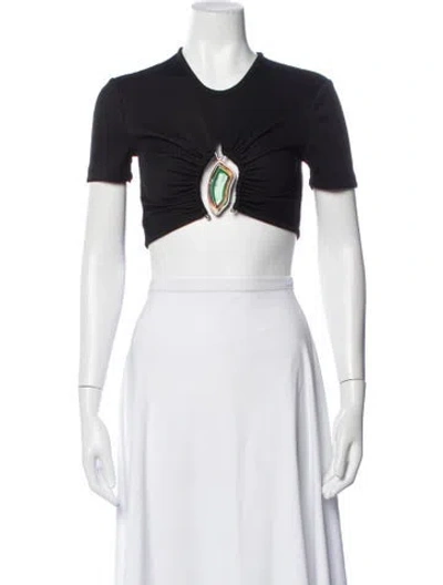 Pre-owned Christopher Esber Crew Neck Short Sleeve Crop Top In White
