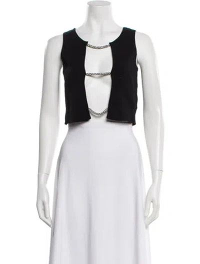 Pre-owned Christopher Esber Crew Neck Sleeveless Crop Top In Black