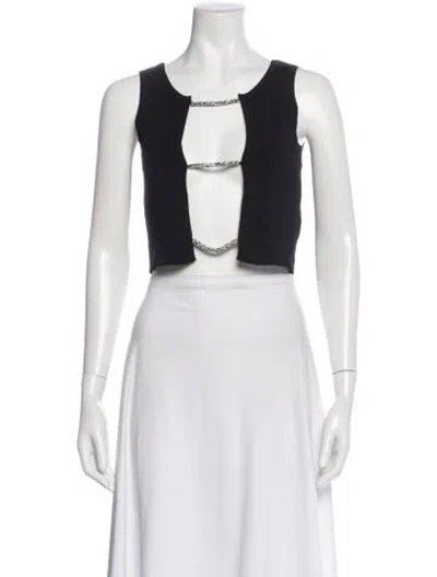 Pre-owned Christopher Esber Crew Neck Sleeveless Crop Top In Black
