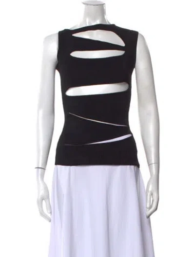 Pre-owned Christopher Esber Crew Neck Sleeveless Crop Top In Black
