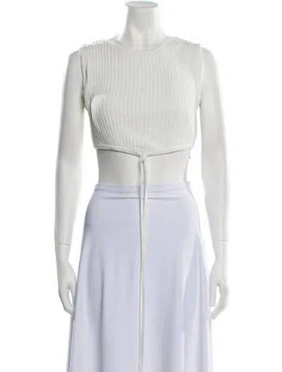 Pre-owned Christopher Esber Crew Neck Sleeveless Crop Top In White