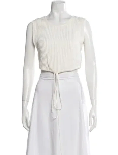 Pre-owned Christopher Esber Crew Neck Sleeveless Crop Top In White