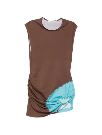 Christopher Esber Crew Neck Sleveless Mini Dress In Brown