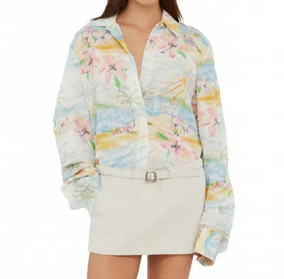 Christopher Esber Crimped Bahia Shirt In Hibiscus Print In Multi