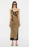 Christopher Esber Crimped Lace Cami Dress In Brown
