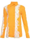 Christopher Esber Crimped Lace Shirt In Orange