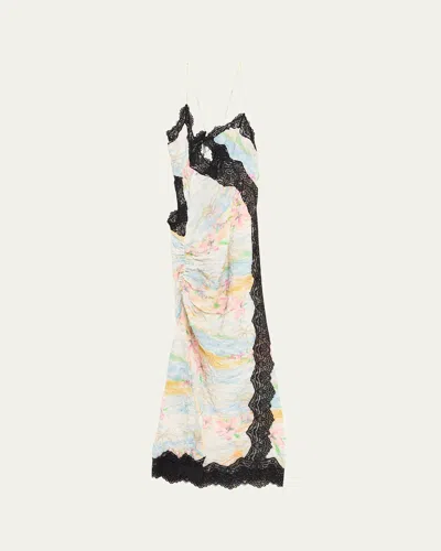 Christopher Esber Crinkle Satin Lace Twisted Cami Dress