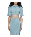 Christopher Esber Blue Crop Tie Shirt In Blue