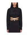 Christopher Esber Cropped Tie-fastening Shirt In Black